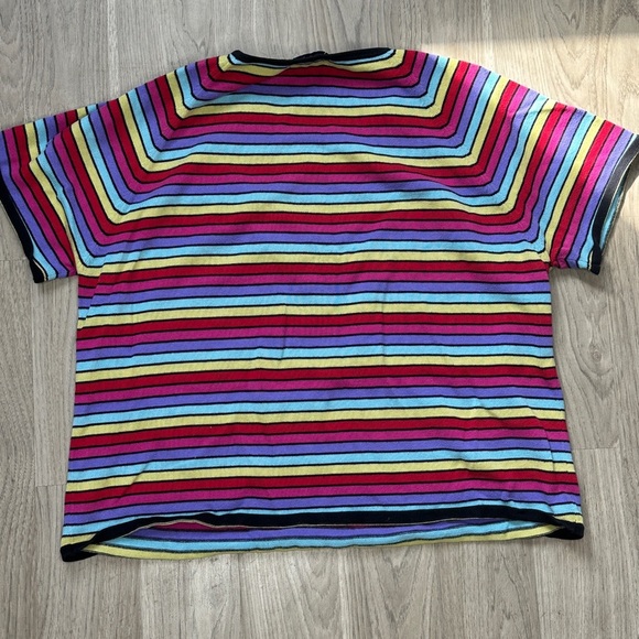White Stag Colorful Striped Knit Top Womens Extra Large Short Sleeve - Picture 2 of 3